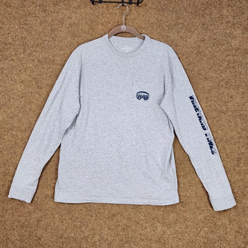 Vineyard Vines Big Kid Long Sleeve T-Shirt Ski Goggles Back Graphic XL/18 Gray